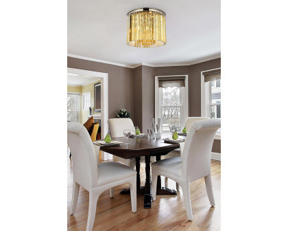 Elegant Crystal Prism 6 Light Flush Mount - Polished Nickel/Gold, L 20" (1208F20PN-GT-RC)