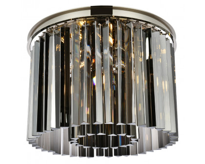 Elegant Crystal Prism 6 Light Flush Mount - Polished Nickel/Silver, L 20" (1208F20PN-SS-RC)