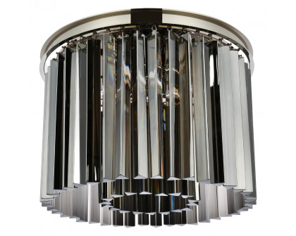 Elegant Crystal Prism 6 Light Flush Mount - Polished Nickel/Silver, L 20" (1208F20PN-SS-RC)