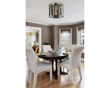 Elegant Crystal Prism 6 Light Flush Mount - Polished Nickel/Silver, L 20" (1208F20PN-SS-RC)