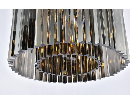 Elegant Crystal Prism 6 Light Flush Mount - Polished Nickel/Silver, L 26" (1208F26PN-SS-RC)