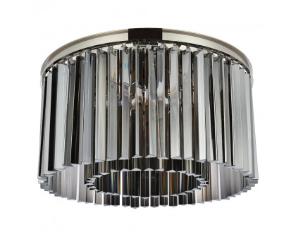 Elegant Crystal Prism 6 Light Flush Mount - Polished Nickel/Silver, L 26" (1208F26PN-SS-RC)