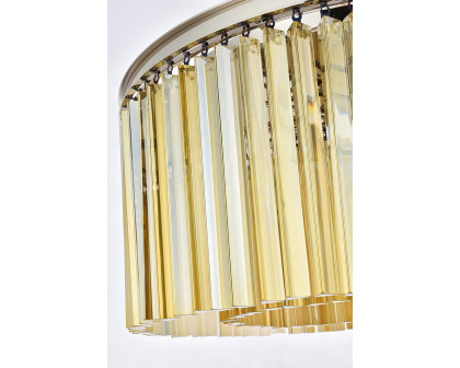 Elegant Crystal Prism 6 Light Flush Mount - Polished Nickel/Gold, L 31.5" (1208F31PN-GT-RC)