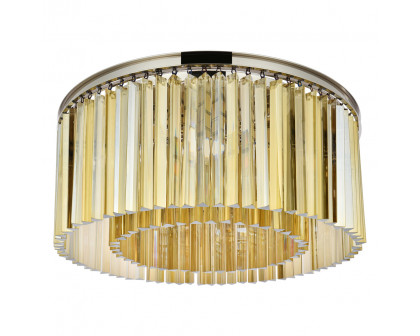 Elegant Crystal Prism 6 Light Flush Mount - Polished Nickel/Gold, L 31.5" (1208F31PN-GT-RC)