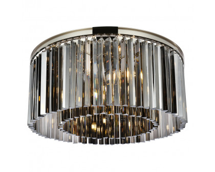 Elegant Crystal Prism 6 Light Flush Mount - Polished Nickel/Silver, L 31.5" (1208F31PN-SS-RC)