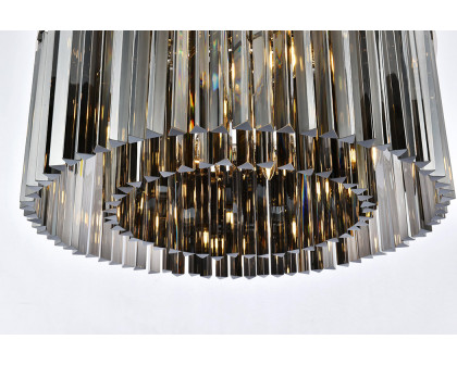 Elegant Crystal Prism 6 Light Flush Mount - Polished Nickel/Silver, L 31.5" (1208F31PN-SS-RC)