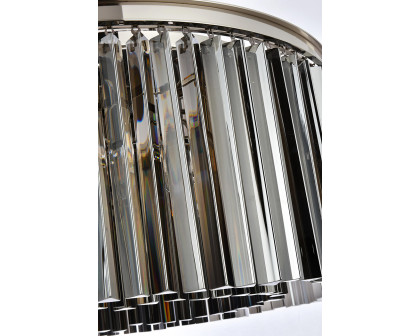 Elegant Crystal Prism 6 Light Flush Mount - Polished Nickel/Silver, L 31.5" (1208F31PN-SS-RC)