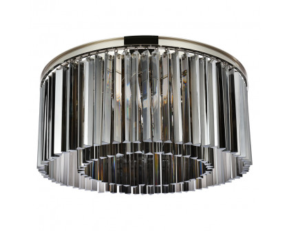 Elegant Crystal Prism 6 Light Flush Mount - Polished Nickel/Silver, L 31.5" (1208F31PN-SS-RC)