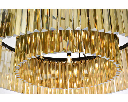 Elegant Crystal Prism 6 Light Flush Mount - Matte Black/Gold, L 43.5" (1208F43MB-GT-RC)