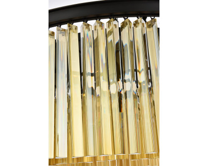 Elegant Crystal Prism 6 Light Flush Mount - Matte Black/Gold, L 43.5" (1208F43MB-GT-RC)