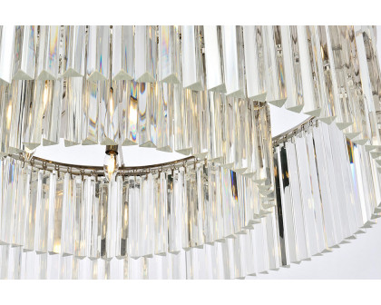 Elegant Crystal Prism 6 Light Flush Mount - Polished Nickel, L 43.5" (1208F43PN-RC)