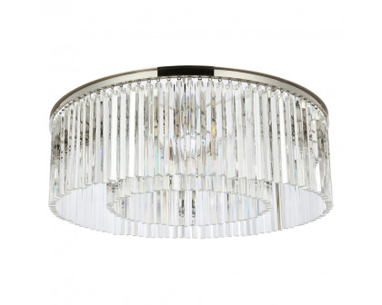 Elegant Crystal Prism 6 Light Flush Mount - Polished Nickel, L 43.5" (1208F43PN-RC)