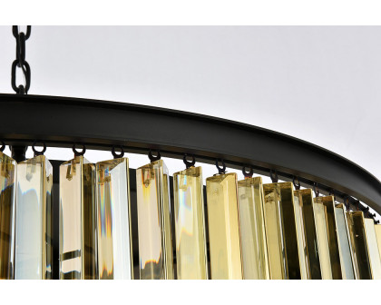 Elegant Crystal Prism 6 Light Round Chandelier - Matte Black/Gold, L 43" (1208G43MB-GT-RC)