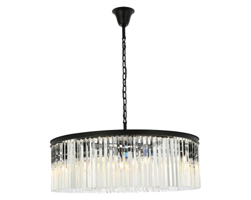 Elegant Crystal Prism 6 Light Round Chandelier - Matte Black, L 43" (1208G43MB-RC)