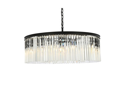 Elegant Crystal Prism 6 Light Round Chandelier - Matte Black, L 43" (1208G43MB-RC)