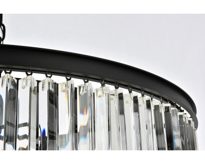 Elegant Crystal Prism 6 Light Round Chandelier - Matte Black, L 43" (1208G43MB-RC)