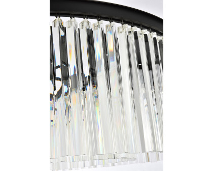 Elegant Crystal Prism 6 Light Round Chandelier - Matte Black, L 43" (1208G43MB-RC)