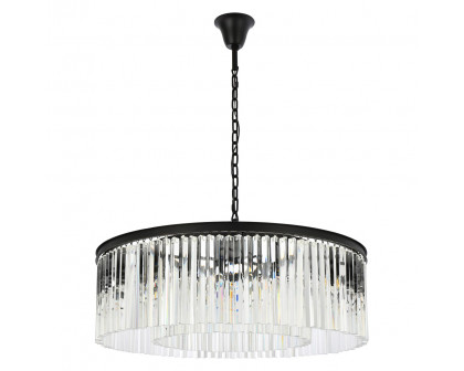 Elegant Crystal Prism 6 Light Round Chandelier - Matte Black, L 43" (1208G43MB-RC)