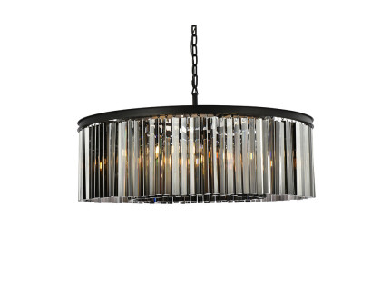 Elegant Crystal Prism 6 Light Round Chandelier - Matte Black/Silver, L 43" (1208G43MB-SS-RC)