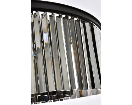 Elegant Crystal Prism 6 Light Round Chandelier - Matte Black/Silver, L 43" (1208G43MB-SS-RC)