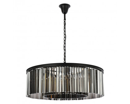 Elegant Crystal Prism 6 Light Round Chandelier - Matte Black/Silver, L 43" (1208G43MB-SS-RC)