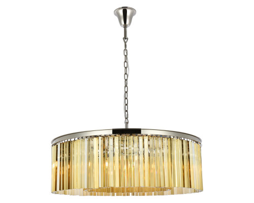 Elegant Crystal Prism 6 Light Round Chandelier - Polished Nickel/Gold, L 43" (1208G43PN-GT-RC)