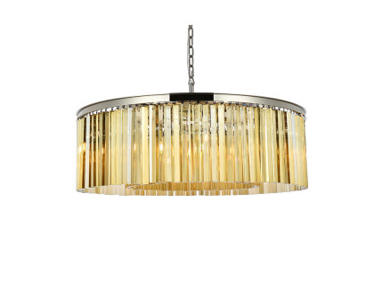 Elegant Crystal Prism 6 Light Round Chandelier - Polished Nickel/Gold, L 43" (1208G43PN-GT-RC)