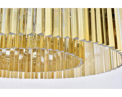 Elegant Crystal Prism 6 Light Round Chandelier - Polished Nickel/Gold, L 43" (1208G43PN-GT-RC)