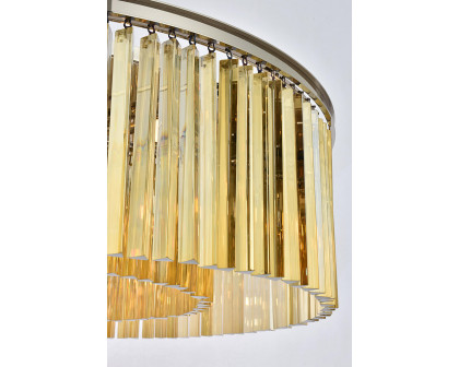 Elegant Crystal Prism 6 Light Round Chandelier - Polished Nickel/Gold, L 43" (1208G43PN-GT-RC)