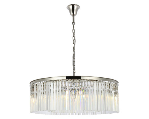 Elegant Crystal Prism 6 Light Round Chandelier - Polished Nickel, L 43" (1208G43PN-RC)