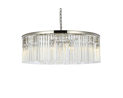 Elegant Crystal Prism 6 Light Round Chandelier - Polished Nickel, L 43" (1208G43PN-RC)