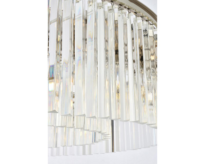 Elegant Crystal Prism 6 Light Round Chandelier - Polished Nickel, L 43" (1208G43PN-RC)