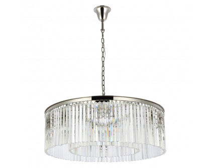 Elegant Crystal Prism 6 Light Round Chandelier - Polished Nickel, L 43" (1208G43PN-RC)