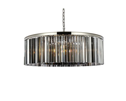 Elegant Crystal Prism 6 Light Round Chandelier - Polished Nickel/Silver, L 43" (1208G43PN-SS-RC)