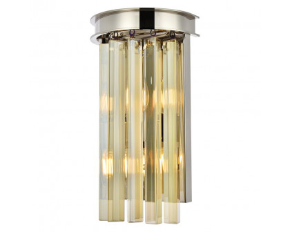 Elegant Urban Classic Sydney Collection Wall Lamp - Polished Nickel/Golden Teak (1208W8PN-GT-RC)