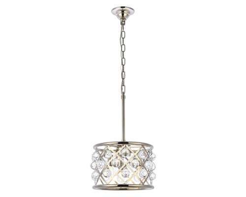 Elegant Crystal Grid Hoop 3 Light Chandelier - Polished Nickel, L 12" (1213D12PN-RC)