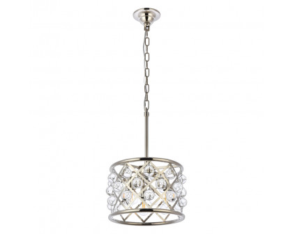 Elegant Crystal Grid Hoop 3 Light Chandelier - Polished Nickel, L 12" (1213D12PN-RC)