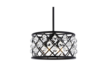 Elegant Crystal Grid Hoop 3 Light Chandelier - Matte Black, L 16" (1213D16MB-RC)