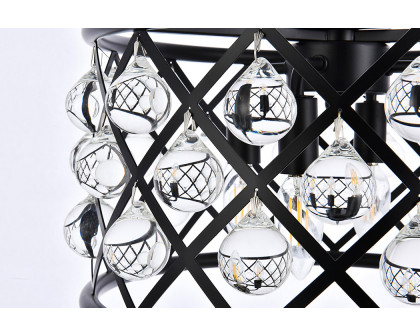 Elegant Crystal Grid Hoop 3 Light Chandelier - Matte Black, L 16" (1213D16MB-RC)