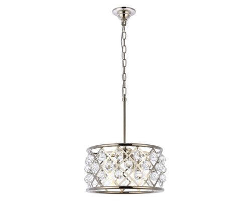 Elegant Crystal Grid Hoop 3 Light Chandelier - Polished Nickel, L 16" (1213D16PN-RC)