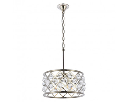 Elegant Crystal Grid Hoop 3 Light Chandelier - Polished Nickel, L 16" (1213D16PN-RC)