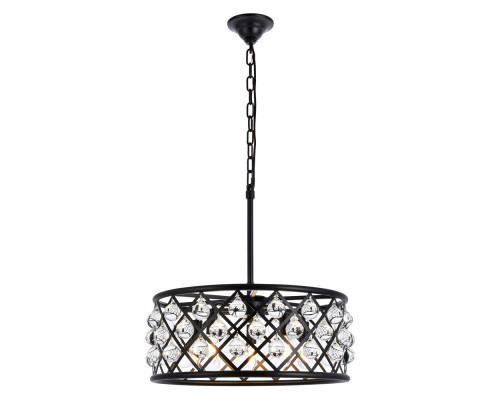 Elegant Crystal Grid Hoop 3 Light Chandelier - Matte Black, L 20" (1213D20MB-RC)