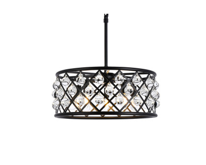 Elegant Crystal Grid Hoop 3 Light Chandelier - Matte Black, L 20" (1213D20MB-RC)