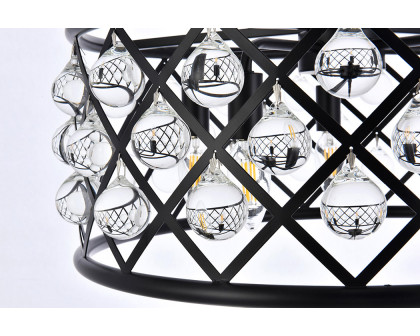 Elegant Crystal Grid Hoop 3 Light Chandelier - Matte Black, L 20" (1213D20MB-RC)