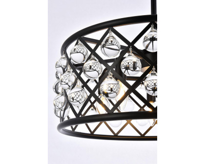 Elegant Crystal Grid Hoop 3 Light Chandelier - Matte Black, L 20" (1213D20MB-RC)