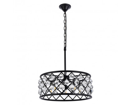 Elegant Crystal Grid Hoop 3 Light Chandelier - Matte Black, L 20" (1213D20MB-RC)