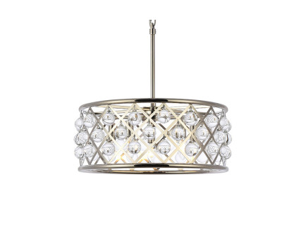 Elegant Crystal Grid Hoop 3 Light Chandelier - Polished Nickel, L 20" (1213D20PN-RC)