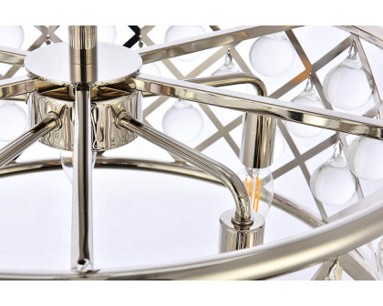 Elegant Crystal Grid Hoop 3 Light Chandelier - Polished Nickel, L 20" (1213D20PN-RC)