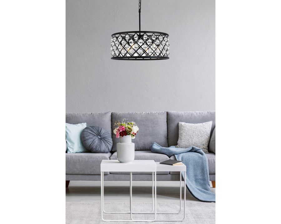 Elegant Crystal Grid Hoop 3 Light Chandelier - Matte Black, L 25" (1213D25MB-RC)