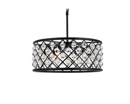 Elegant Crystal Grid Hoop 3 Light Chandelier - Matte Black, L 25" (1213D25MB-RC)